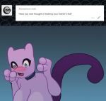  animated anthro ask_blog big_breasts blush breast_squish breasts collar cute excited eyelashes feline female gradient_background horny_(disambiguation) legendary_pok&eacute;mon low_res mammal mewtwo nintendo penlink pok&eacute;mon pok&eacute;mon_(species) simple_background tumblr video_games 