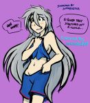  absurd_res breasts clothed clothing convenient_censorship female hi_res human mammal navel not_furry purple_background raine raine_(twokinds) simple_background solo tom_fischbach twokinds webcomic 