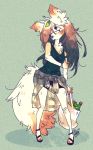  canine clothed clothing dog eyewear fluffy fluffy_tail footwear glasses hair high_heels hoodie_around_waist leafie long_hair looking_away mammal shoes tanuki_(character) 