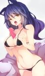  2018 5_fingers ahri_(lol) animal_humanoid big_breasts bikini black_fur black_hair breasts butaros_(artist) canine canine_humanoid clothed clothing digital_media_(artwork) female fingers food fox_humanoid fur hair half-closed_eyes hand_on_breast hi_res humanoid league_of_legends long_hair looking_at_viewer mammal multi_tail navel open_mouth popsicle pussy_juice riot_games saliva saliva_string simple_background skindentation solo standing suggestive swimsuit teeth thick_thighs thigh_gap tongue tongue_out video_games voluptuous white_background white_fur wide_hips yellow_eyes 