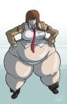  angry axel_rosered belly belly_expansion big_belly big_breasts big_butt blue_theme breast_deflation breasts breasts_deflation butt butt_expansion clothed clothing digital_media_(artwork) female huge_butt human human_only inflation mammal overweight simple_background solo standing thick_thighs video_games weight_gain wide_hips 