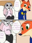  2017 anthro bed bedroom canine clothed clothing comic disney duo english_text female fox fur hi_res judy_hopps lagomorph male mammal nick_wilde police pregnant rabbit skeletonguys-and-ragdolls speech_bubble text zootopia 