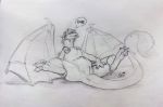  2018 dragon female inviting karukuji looking_at_viewer nude presenting pussy sketch solo spread_legs spreading tongue tongue_out wings 