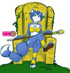  animal_humanoid clothed clothing digital_media_(artwork) female humanoid invalid_color krystal mammal nintendo simple_background sitting staff star_fox tom_fischbach twokinds video_games 