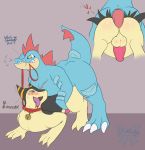  &lt;3 anal balls breath collar dialogue domination duo feraligatr invalid_tag male male/male nintendo penis pok&eacute;mon pok&eacute;mon_(species) scalie scar smile typhlosion video_games 