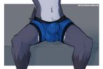  2016 anthro bulge cervine clothed clothing digital_media_(artwork) fur grey_fur male mammal markings multicolored_fur notsafeforhoofs simple_background solo sven_(notsafeforhoofs) two_tone_fur underwear 