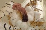  2018 animal_genitalia animal_penis anthro areola balls big_balls big_breasts big_penis breasts collar dickgirl digital_media_(artwork) equine_penis erection feline first_person_view flared_penis fur huge_breasts huge_penis intersex looking_at_viewer mammal navel nipples nude oouna penis precum simple_background solo stripes thick_thighs throbbing tiger uchoa white_fur 