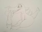  adamb/fluffy ambiguous_gender animal_genitalia animal_penis canine_penis disembodied_penis licking male nintendo open_mouth oral penis pok&eacute;mon pok&eacute;mon_(species) saliva scalie simple_background sitting sketch solo_focus tongue tongue_out totodile traditional_media_(artwork) video_games 
