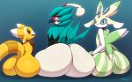  2018 absurd_res ambiguous_gender anthro arthropod avian beak big_butt butt decidueye digital_drawing_(artwork) digital_media_(artwork) feathers fur gradient_background group hi_res huge_butt insect looking_at_viewer looking_back lurantis mammal miso_souperstar nintendo nude open_mouth pok&eacute;mon pok&eacute;mon_(species) presenting presenting_hindquarters rear_view shiny_pok&eacute;mon signature simple_background sitting smile stufful video_games voluptuous wide_hips 