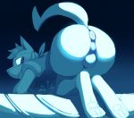  3_toes all_fours anthro anus balls butt looking_back lucario male nintendo pawpads pawsmasher perineum pok&eacute;mon pok&eacute;mon_(species) presenting presenting_hindquarters puffy_anus simple_background solo toes video_games 