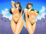  2girls bikini breasts censored huge_breasts kawanuma_uotsuri multiple_boys naughty_face saionji-ke_no_mousou smile 