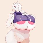  2018 big_breasts blush breasts caprine female goat huge_breasts imago_ic mammal mature_female one_eye_closed pussy small_head thick_thighs toriel under_boob undertale video_games voluptuous wide_hips wink 