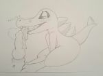  adamb/fluffy ambiguous_gender animal_genitalia animal_penis canine_penis cum cum_drip cum_in_mouth cum_inside disembodied_penis dripping erection licking male nintendo open_mouth oral orgasm penis pok&eacute;mon pok&eacute;mon_(species) saliva scalie simple_background sitting sketch solo_focus tongue tongue_out totodile traditional_media_(artwork) video_games 