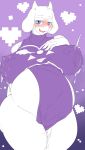  2018 anthro belly big_belly big_breasts big_butt blush boss_monster breasts butt caprine clothing digital_media_(artwork) female fur goat hi_res horn huge_breasts lactating long_ears mammal mature_female nipples opqhlak overweight pregnant pussy_juice simple_background solo thick_thighs toriel undertale video_games voluptuous white_fur wide_hips 