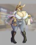  anthro big_breasts breasts bulge cleavage clothed clothing dickgirl eyewear huge_breasts hyper hyper_breasts intersex lagomorph mammal potionmastercernun rabbit solo sunglasses thick_bottom_lip thick_thighs voluptuous 