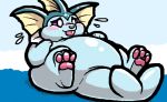  ambiguous_gender belly big_belly blep blush cute eeveelution feral haloopdy nintendo overweight pawpads paws pok&eacute;mon pok&eacute;mon_(species) solo tongue tongue_out vaporeon video_games 