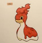  2018 alternate_color alternate_species ambiguous_gender big_lips black_eyes english_text fak&eacute;mon feral fire firefightdex front_view full-length_portrait gastropod goo_creature hatching_(technique) hi_res lava lips marker_(artwork) mfanjul mineral_fauna mixed_media nintendo pen_(artwork) pok&eacute;mon pok&eacute;mon_(species) portrait red_body shadow shellos simple_background smile solo standing text toony traditional_media_(artwork) two_tone_body uniped video_games white_background white_body yellow_sclera 