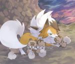  2017 dusk_lycanroc kanannbo nintendo open_mouth outside pok&eacute;mon pok&eacute;mon_(species) rockruff video_games 