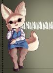  2018 aggressive_retsuko anthro canine clothing digital_media_(artwork) eyelashes female fennec fenneko fox hi_res mammal morocco21 sanrio simple_background solo 