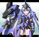  1girl blue_eyes blue_hair fag frame_arms_girl stylet 