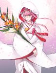  alternate_hairstyle bangs bird_of_paradise bow cherry_blossoms commentary_request darling_in_the_franxx floral_background flower folded_hair green_eyes hair_between_eyes hair_bow hair_flower hair_ornament hairband happy highres hood hood_up horns japanese_clothes kimono long_hair looking_at_viewer nakadai_chiaki oni_horns petals pink_hair red_horns sidelocks smile solo spoilers spring_(season) traditional_clothes uchikake wide_sleeves zero_two_(darling_in_the_franxx) 