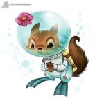  acorn anthro black_eyes brown_fur bubble cryptid-creations diving_suit female flower fur mammal nickelodeon nut plant rodent sandy_cheeks simple_background solo spongebob_squarepants squirrel tan_fur white_background 