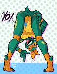  anthro anus bent_over male michelangelo_(tmnt) one_eye_closed reptile scalie spiceboybebop teenage_mutant_ninja_turtles tongue tongue_out turtle wink 