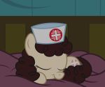  badumsquish bed curled_up curly_hair equine eyes_closed female first_person_view friendship_is_magic hair hat horse hospital mammal my_little_pony nurse nurse_hat nursery_rhyme_(mlp) on_lap pony sleeping smile solo story story_in_description 