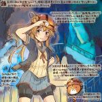  abukuma_(kantai_collection) animal bike_shorts black_serafuku blonde_hair blue_eyes blue_skirt cave colored_pencil_(medium) commentary_request dated double_bun hair_rings hamster kantai_collection kirisawa_juuzou long_hair long_sleeves non-human_admiral_(kantai_collection) numbered remodel_(kantai_collection) revision sailor_collar school_uniform serafuku skirt smile traditional_media translation_request twitter_username 