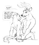 2017 abs adam_wan adultery anthro anthro_on_anthro antlers bedroom_eyes breasts butt butt_grab cervine cheating dialogue digitigrade duo elk english_text eye_contact feline female fur half-closed_eyes hand_on_butt horn interspecies lion male male/female male_penetrating mammal monochrome muscular muscular_male navel nipples nude on_table open_mouth pecs penetration predator/prey seductive sex simple_background sketch small_breasts smile stand_and_carry_position standing sweat table text vaginal vaginal_penetration white_background worried 