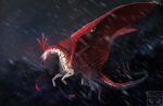  2016 ambiguous_gender claws digital_media_(artwork) digital_painting_(artwork) dragon feral hair membranous_wings neboveria red_hair solo wings 
