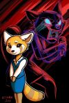  2018 aggressive_retsuko anthro clothed clothing digital_media_(artwork) female fur mammal nesshex red_panda retsuko sanrio simple_background 