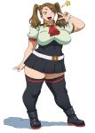  1girl breasts brown_eyes brown_hair gundam gundam_build_fighters gundam_build_fighters_try hair_ornament plump sazaki_kaoruko solo twintails 