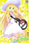  :d absurdres bag bare_arms bare_shoulders blonde_hair blush braid collared_dress cover cover_page dress duffel_bag green_eyes gym_bag hand_on_headwear hat highres huge_filesize kneehighs lillie_(pokemon) long_hair open_mouth poke_ball_theme pokemon pokemon_(game) pokemon_sm scan see-through shoulder_bag side_braid sleeveless sleeveless_dress smile solo sun_hat sundress tsukishima_misuto twin_braids white_dress white_hat white_legwear 