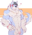  &lt;3 2018 animal_humanoid anthro balls big_biceps big_pecs canine clothing digital_media_(artwork) hat humanoid male mammal muscular muscular_male nipples pecs sleepymute solo were werewolf 