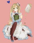  axis_powers_hetalia blonde_hair blue_footwear book brown_legwear dress food full_body genderswap genderswap_(mtf) glasses green_eyes heart holding holding_book ilohasvio long_hair pantyhose solo thighs twintails united_kingdom_(hetalia) 