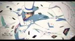  bird black_hair blue_eyes blurry cape card clover cowboy_shot depth_of_field dove english formal four-leaf_clover gloves hand_in_pocket hand_on_headwear hat highres kaitou_kid letterboxed long_sleeves looking_at_viewer magic_kaito male_focus meitantei_conan monocle necktie one_eye_covered playing_card red_neckwear smile solo suit tachibana_amane_(amane01a) top_hat white_background white_cape white_gloves white_hat white_suit wing_collar 