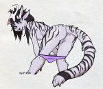 2018 anthro anus butt charr f-r95 fangs feline female guild_wars mammal pussy smile solo stripes video_games 