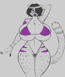  anthro big_breasts bikini breasts cheetah clothing eyewear feline female glasses huge_breasts lipstick makeup mammal nipple_bulge plankboy pussy_floss solo swimsuit thick_thighs voluptuous wide_hips 