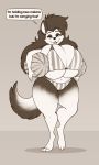  2018 anthro big_breasts bikini breasts canine cleavage clothed clothing dialogue dog english_text female food fruit humor husky kristen_(tristanbeaner) mammal melon pun solo stunnerpony swimsuit text watermelon 