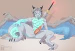  anthro dragon erection facial_hair goatee looking_at_viewer male melee_weapon nude penis solo spread_legs spreading sword tapering_penis tenaflux weapon 