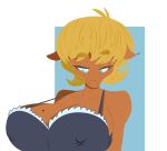  2015 anthro anthrofied beauty_mark big_breasts blonde_hair blue_eyes breasts bust_portrait cleavage clothed clothing digital_media_(artwork) earth_pony equine female friendship_is_magic hair horse huge_breasts lingerie looking_at_breasts mammal mature_female ms_harshwhinny_(mlp) my_little_pony nipple_bulge pony portrait short_hair skimpy smutbooru solo 