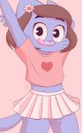  anthro blue_fur cartoon_network clothed clothing crossdressing feline fur gumball_watterson hair long_hair male mammal pink_nose simple_background skirt solo the_amazing_world_of_gumball therita3k tongue tongue_out whiskers 