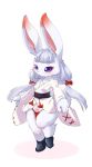  1girl blue_eyes furry grey_hair japanese_clothes long_hair rabbit ukan_muri 