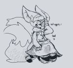  2018 anthro aroused bat clothing digital_media_(artwork) embarrassed erection fluffy fluffy_tail girly hi_res kneeling leaf-nosed_bat legwear male mammal monochrome pinup pose precum shy sketch skirt solo stockings tad 