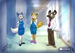  2018 aggressive_retsuko anthro canine clothed clothing digital_media_(artwork) female fennec fenneko fox fur haida hi_res hyena male mammal patreon red_panda retsuko sanrio simple_background starwarriors 