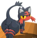  2017 absurd_res ambiguous_gender butt featureless_crotch feral hi_res litten nintendo pok&eacute;mon pok&eacute;mon_(species) rear_view red_eyes solo type video_games yellow_sclera 