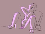  anthro bottomless camelid chair clothed clothing cloven_hooves crocodilianbooty desk female fur half-closed_eyes hooves leaning leaning_back legs_on_desk mammal masturbation monochrome office_chair ponytail pussy simple_background sitting spread_legs spreading vicuna wool 