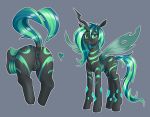  &lt;3 2018 absurd_res anus butt changeling digital_media_(artwork) dock female feral hair hi_res horn looking_at_viewer multicolored_hair my_little_pony nauth pussy simple_background two_tone_hair wings 