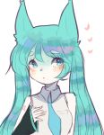  &lt;3 anthro anthrofied blush cat clothed clothing feline female fredek666 hair hand_on_chest hatsune_miku long_hair looking_at_viewer mammal shy solo vocaloid 